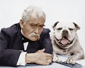 Mustaches: Portrait of man and dog