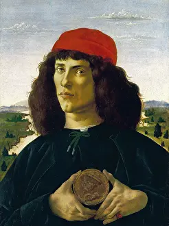 1445: Portrait of a man with medal, by Botticelli