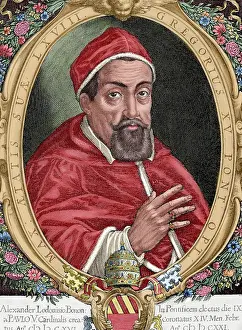 1630: Portrait of Pope Gregory XV (1554-1623). Engraving by Peter