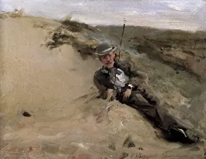 Scheveningen: Portrait of Ralph Curtis on the Beach, by Singer Sargent