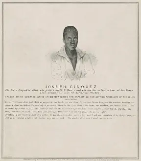 Revolts: Portrait of Sengbe Pieh/Joseph Cinque above