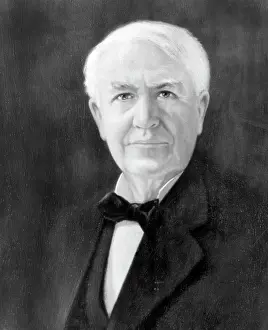 Progressing: portrait of thomas a. edison as senior wearing
