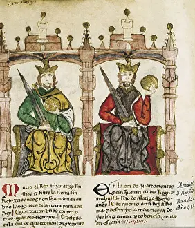 Alaric: Portrait of the Visigothic kings Alaric I (left)