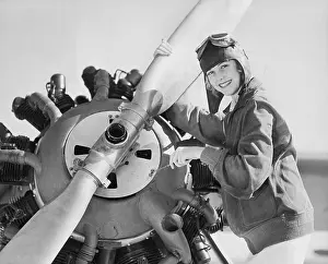 Capability: Portrait of woman with plane propeller