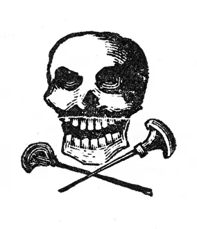 Grin: Posada, title page design, skull