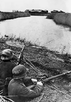 Meuse: Positions of German soldiers at the Meuse in the Netherl