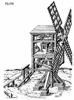Sack: Post mill: Sectional view of windmill showing
