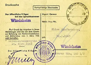 Amnesty: post war period, denazification, documents, notification