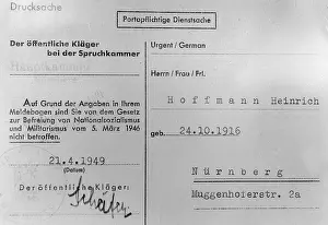 Denazification: post war period, denazification, documents, notice
