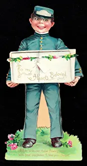 Postboy: Postboy on a cutout romantic card