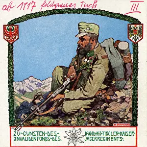 Jager: Postcard, Austrian Kaiserjaeger soldier, WW1