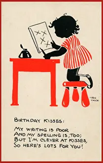 The Iris Chick Collection: Postcard - Birthday Kisses