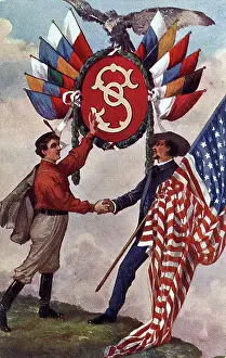 Spangled: Postcard celebrating Czech - USA relations post-WW1
