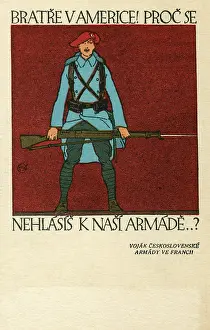 Puttees: Postcard, Czechoslovak Recruiting Office, WW1