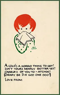 Sneeze: Postcard design - A Cold's a horrid thing to get