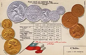 Equivalent: Postcard explaining the currency of Chile, South America