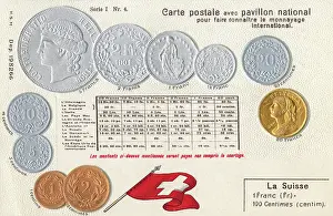 Francs: Postcard explaining the currency of Switzerland