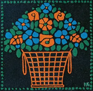 Werkstätte: Postcard with flower basket