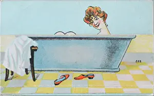Postcard - Lady in Bath