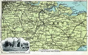 Inset: Postcard map of Kent - inset of Allington Castle, Maidstone