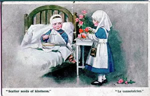 Scatter: Postcard, Nurse and patient, WW1