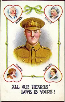 Postcard, Young man in army uniform, WW1