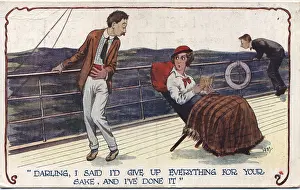 X100498: Postcards - 1920's, humorous, postcard, ship