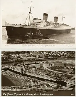 Ticehurst: Two postcards, RMS Queen Elizabeth