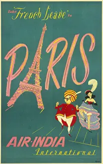 Parisienne: Poster advertising Air India to Paris