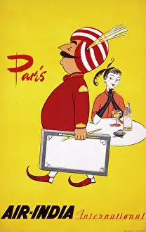 Parisienne: Poster advertising Air India to Paris