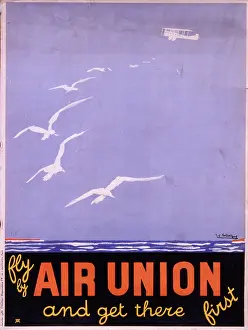 Seagulls: Poster advertising Air Union flights