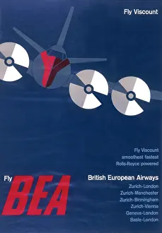 Fastest: Poster advertising BEA flights on Viscount