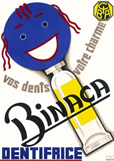 Ciba: Poster advertising Binaca toothpaste