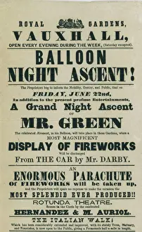Greens: Poster advertising Charles Green's balloon flight