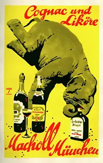 Liqueur: A poster advertising Cognac and liqueurs for Macholl