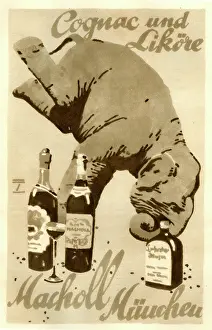 Spirits: A poster advertising Cognac and liqueurs for Macholl