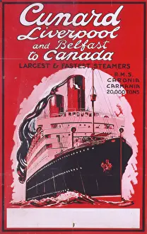 Departures: Poster advertising Cunard from the UK to Canada
