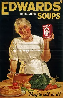 Carrots: Poster advertising Edwards desiccated soups