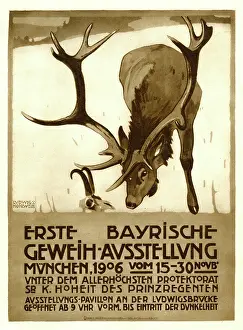 Antler: A poster advertising the first Bavarian antler exhibition