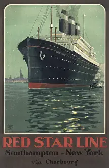 Cherbourg: Poster advertising Red Star Line