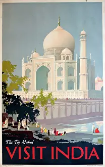 Mahal: Poster advertising the Taj Mahal, India