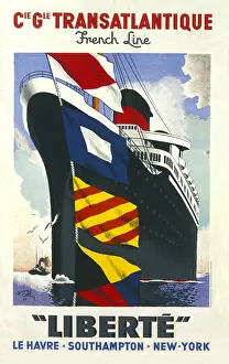 Liberte: Poster advertising Transatlantique cruises