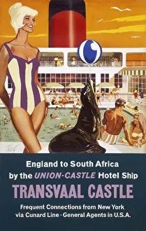 Art Nouveau: Poster advertising the Transvaal Castle cruise ship
