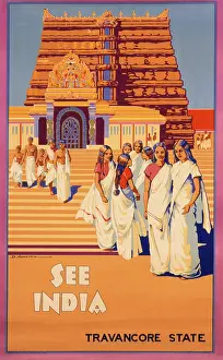 Travancore: Poster advertising Travancore State, India