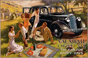 Vauxhall: Poster advertising the Vauxhall Light Six car