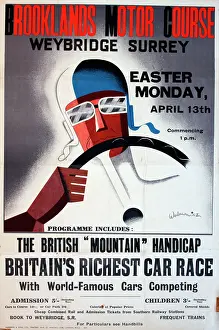 Monday: Poster, Brooklands Motor Course, Weybridge, Surrey