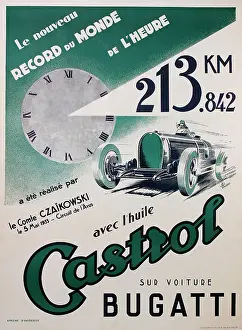 Castrol: Poster, Castrol oil, Bugatti car