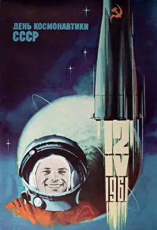 Poster celebrating first manned space mission