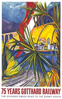 75th: Poster celebrating the Gotthard Railway
