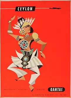 Qantas: Poster, Ceylon (Sri Lanka) via Qantas